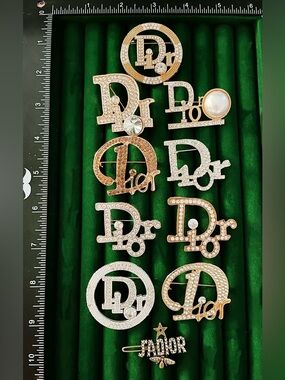 Lot 10 Sparkling Crystal Letter Brooch Pin Gold Silver Tone Rhinestone Initial